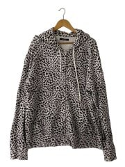 画像：ジップパーカー/XL/コットン/WHT/レオパード/2203-6001-07-XL2//
