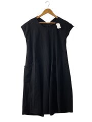 画像：ウールギャバジン/ノースリーブワンピース/肩リネン切替/1/ウール/BLK/YG-D07-100//