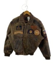 画像：レザージャケット/A-2タイプ/ワッペン/38/牛革/BRW