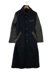 画像：袖レザー/コート/L/ウール/BLK/TCT-3507