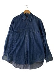 画像：長袖シャツ/LL/デニム/IDG/無地/袖襟変色有//