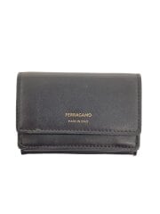 画像：3つ折り財布/レザー/BLK/無地/メンズ