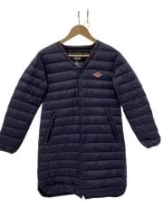 画像：V Neck Inner Down Long Jacket/36/ナイロン/ネイビー/JD-8829