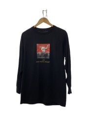 画像：長袖Tシャツ/XL/コットン/ブラック/プリント