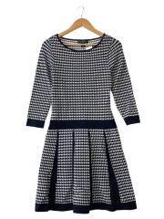 画像：長袖ワンピース/S/コットン/BLK/千鳥格子