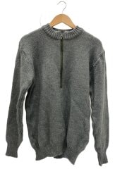 画像：ニット・セーター(厚手)/48/ウール/GRY/無地/スイス軍/ハーフジップ