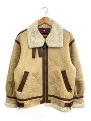 画像：ムートンジャケット/M/フェイクレザー/BEG/無地/TA1718