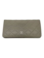 画像：長サイフ_マトラッセ_ラムスキン_フラップ_ココマーク_GRY/羊革/角スレ大/汚れ有