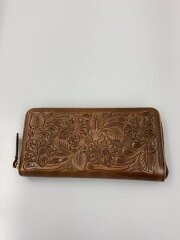 画像：ラウンドファスナー/長財布/レザー/BRW/総柄/レディース