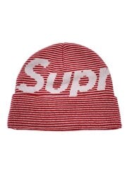 画像：22AW/Big Logo Stripe Beanie/ニットキャップ/FREE/コットン/レッド//