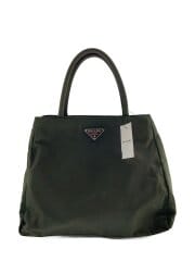 画像：ハンドバッグ/ナイロン/グリーン/無地/三角タロゴ/状態考慮