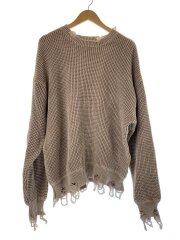 画像：PIGMENT/ダメージセーター/L/コットン/ブラウン/UNSAWDK100-ODS