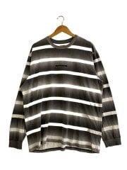 画像：長袖Tシャツ/L/コットン/GRY/ボーダー//