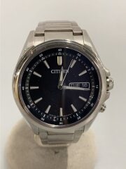 画像：ソーラー腕時計/アナログ/チタン/BLK/SLV/H100-S098335//