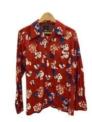 画像：長袖シャツ/XS/レーヨン/RED/総柄/MR174