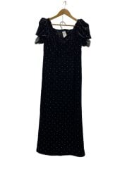 画像：bijou dot velours dress/半袖ワンピース/2/ポリエステル/BLK/Acka334