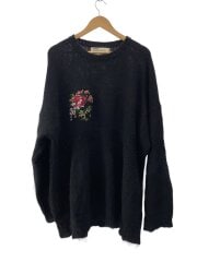 画像：ニット・セーター(薄手)/FREE/モヘア/BLK/花柄