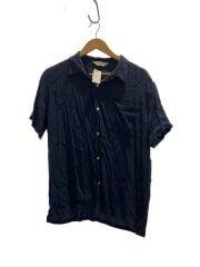 画像：長袖シャツ/L/レーヨン/NVY/無地