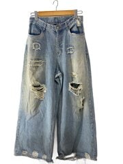 画像：ダメージデニムパンツ/ワイドパンツ/M/デニム/IDG/KM25SUG05