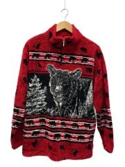 画像：フリースジャケット/L/ポリエステル/RED/総柄