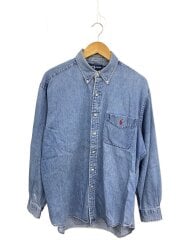 画像：長袖シャツ/M/コットン/BLU/無地/BIG SHIRT