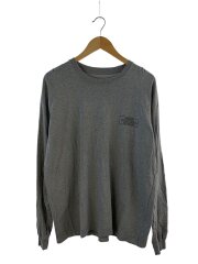 画像：長袖Tシャツ/L/コットン/GRY/無地