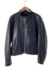 画像：シングルライダースジャケット/XXL/レザー/BLK/無地