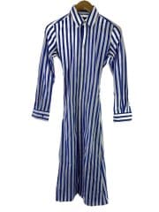 画像：シャツワンピース/2/コットン/WHT/ストライプ