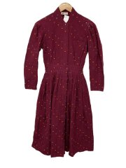 画像：イッセイミヤケスポーツ/70s/長袖ワンピース/7/コットン/ボルドー/RM23469