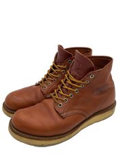 画像：レースアップブーツ・6インチクラシックプレーントゥ/25.5cm/RED/レザー