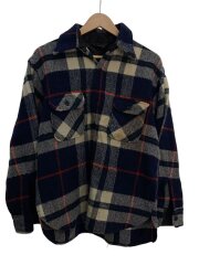 画像：ジャケット/L/ウール/NVY/チェック/70s/黒タグ/ウールチェックジャケット/汚れあり