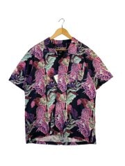 画像：半袖シャツ/オープンカラー/XL/コットン/BLK/花柄