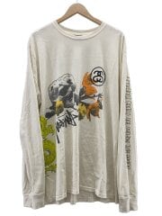 画像：長袖Tシャツ/L/コットン/WHT/プリント