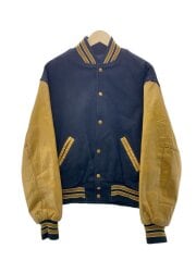 画像：80s/USA製/スタジャン/L/ウール/NVY/無地