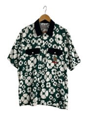 画像：×CARHARTT/グリーン半袖フローラルシャツ/長袖シャツ/M/レーヨン/GRN//