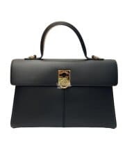 画像：ハンドバッグ/レザー/BLK/無地