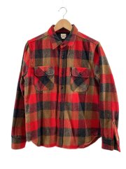 画像：ネルシャツ/M/コットン/RED