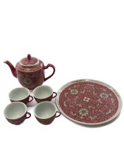 画像：景徳鎮/ティーポットカッププレートセット/6点セット/PNK