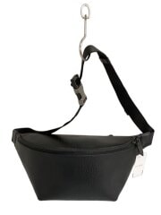 画像：カーブドボディバッグ/ウエストバッグ/レザー/BLK