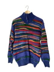 画像：ニット/セーター(厚手)/ハイネック/ハーフジップ/3/ウール/マルチカラー
