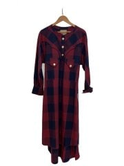 画像：長袖ワンピース/FREE/コットン/レッド/チェック/82171597