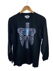 画像：長袖Tシャツ/XL/コットン/ブラック/プリント