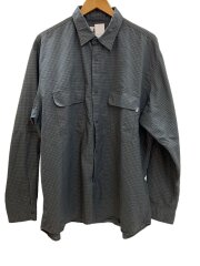 画像：長袖シャツ/XL/ポリエステル/グレー/チェック/36-11-0594-065