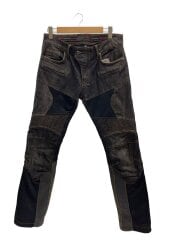 画像：バイクパンツ/XL/デニム/BLK/無地/wj-741s
