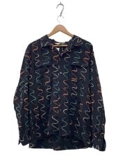 画像：長袖シャツ/L/レーヨン/BLK/総柄/SH28123