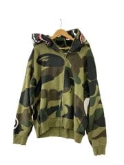 画像：ジップパーカー/XL/コットン/GRN/総柄/001ZPH801012M