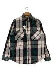 画像：90s ダブルネーム Heavy Cotton Flannel Work Shirt/L/グリーン