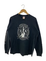 画像：長袖Tシャツ/L/コットン/BLK/プリント