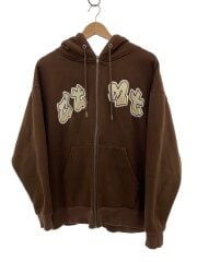 画像：ジップパーカー/M/コットン/BRW