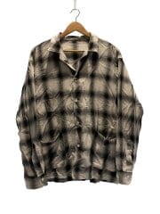 画像：Open Collar Shirts LS/長袖シャツ/M/コットン/GRY/オンブレCK